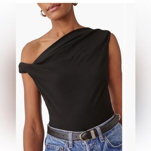 REFORMATION - Cello One Shoulder Knit Top - Size Medium - Black